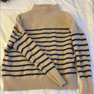 Striped Tan and Black Cashmere Sweater